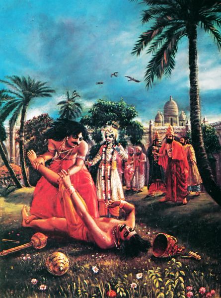 A plan was adpted whereby Krsna, Bhima and Arjuna together went to Jarasandha in the dress of poor brahmanas and begged charity from him.